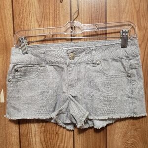 Celebrity Pink Light Gray Snake-Print Denim Shorts